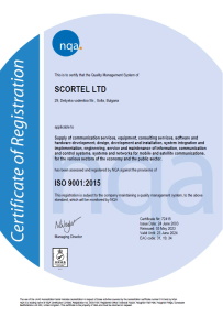 NQA Certificate 9001 BG Scortel Ltd